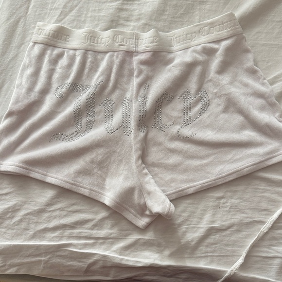 Juicy Couture Pants - Juicy Couture White Embellished Sleep Shorts